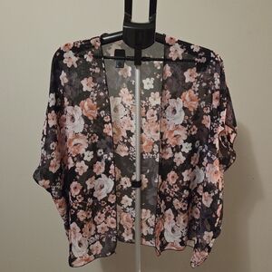 Wet Seal Y2k Black Floral Kimono